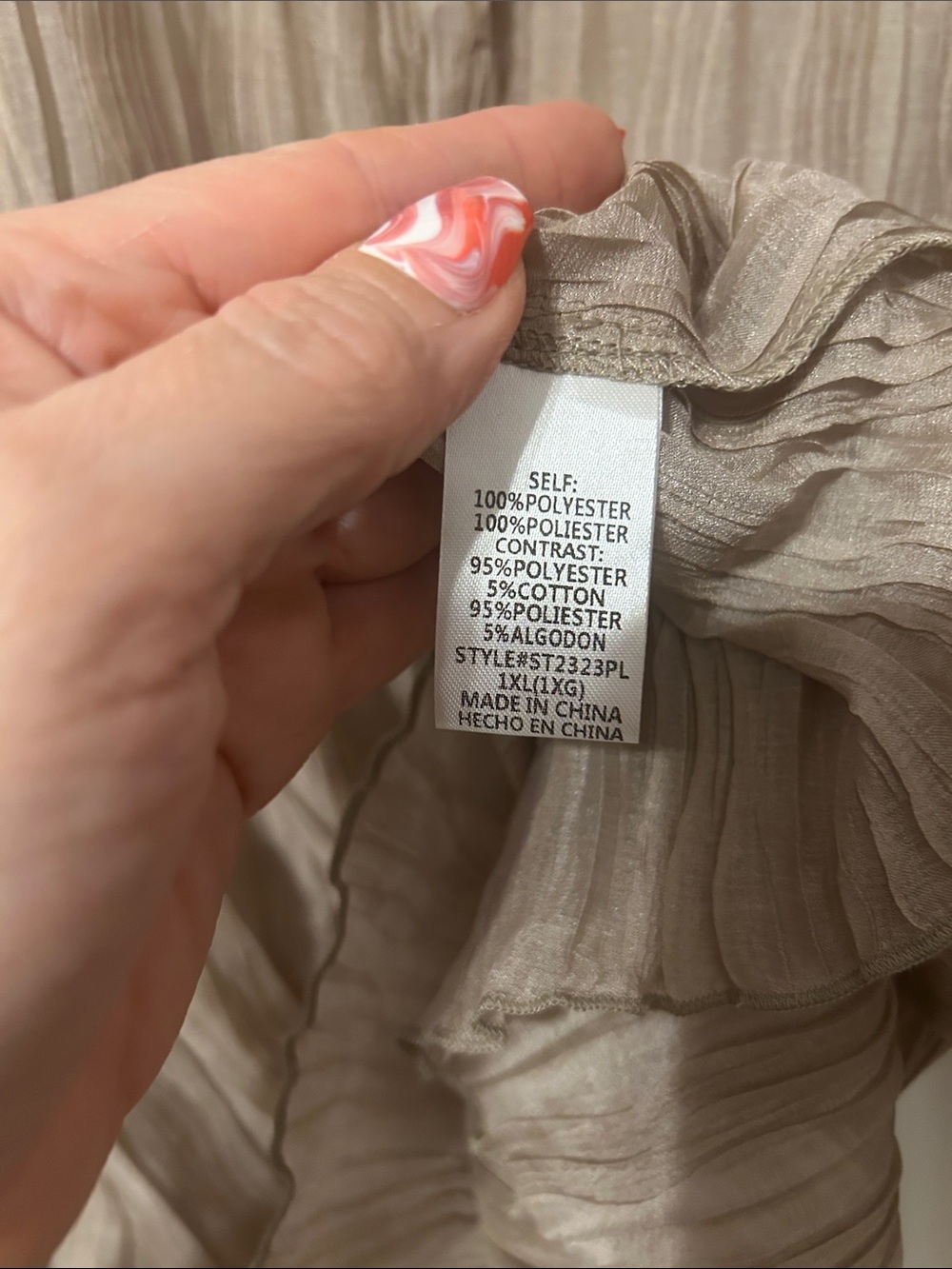 GeeGee Taupe Crinkle Button-Down Blouse - Picture 5 of 6